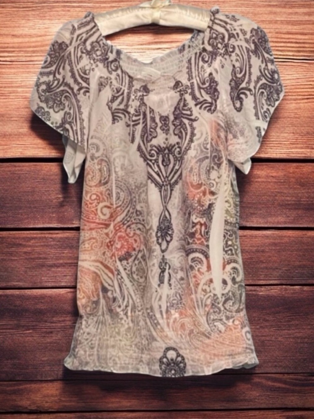 CATO SEMI SHEER PAISLEY BLOUSE SIZE SMALL